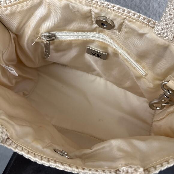 The Sak Women's Woven Handbag Mini Bag Ecru White Versatile Satin Lined Boho - Picture 7 of 8